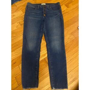 Madewell 9" High-Rise Skinny Button-Fly raw hem denim Jeans Size 31